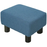 HOMCOM Taburet dreptunghiular tapițat din poliester și plastic, 40x30x24 cm, albastru închis(m-12)