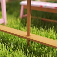 AIYAPLAY Kids Picnic Table Set with Removable & Foldable Umbrella, Storage Boxes, Flamingo Theme, Pink(m-9)