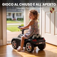 AIYAPLAY Auto Cavalcabile per Bambini 18-36 Mesi Porsche con Clacson, Fari, Suoni, Volante e Seduta, Nero Opaco(m-6)