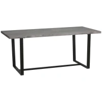 HOMCOM Table à manger ractangulaire pour 8 personnes plateau aspect bois et pied métal noir, 180L x 90l x 75H cm(m-11)