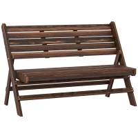 Outsunny Panchina da Giardino 2 Posti Pieghevole a Doghe in Legno di Pino, 122x63x83 cm, Carbonizzato(m-1)