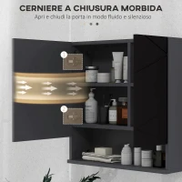 kleankin Armadietto con Specchiera Bagno a 2 Ante e Mensole Regolabili in Legno, 55x17x55cm, Nero(m-6)