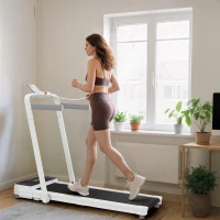 SPORTNOW Cinta de Correr Plegable Inclinado Debajo del Escritorio con 2.5HP 0-12 KM/H Pantalla LED Control Remoto y Soporte(m-10)