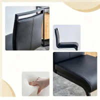 Lot de 2 tabourets de bar style nordique, design épuré et élégant avec piètement métal doré robuste, 39x46.5x96.5 cm, Noir(m-7)