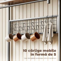 HOMCOM Scaffale Bucătărie Con Prize E Led, Struttura In Oțel, Marrone Rustic(m-6)
