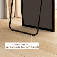 HOMCOM Specchio a Figura Intera da Parete o da Terra in Metallo e Lega di Alluminio, 50x2x161.5 cm, Nero(m-6)