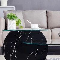 Table basse moderne minimaliste, design italien, pieds antidérapants, 89.9x69.9x43.2 cm, Transparent(m-6)