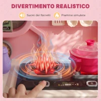 AIYAPLAY Cucina Giocattolo per Bambini con Luci, Suoni, Fornello, Lavello, Rubinetto, Cappa, Accessori, 3-6 Anni, Rosa(m-4)