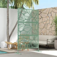 Outsunny Metal Decorative Privacy Screen Outdoor Divider, Green Leaf(m-7)