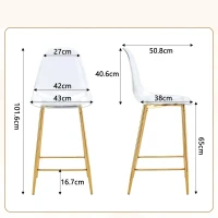 Lot de 2 tabourets de bar transparents, design moderne au look aérien, 51x45x102 cm, Doré(m-3)