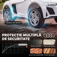 AIYAPLAY Mașină Electrică pentru Copii 12 V Audi R8 Spyder, 3-6 Ani, 3-5 km/h, 2 Motoare și Telecomandă, Albă(m-8)