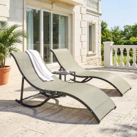 Outsunny Set 2 Sdraio da Giardino Pieghevoli, Lettino Prendisole in Alluminio e Textilene, 61x165x63cm(m-10)