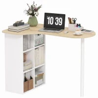 HOMCOM Birou neregulat 100 x 59 cm cu 6 compartimente, 4 rafturi reglabile și cadru din oțel, stejar(m-8)