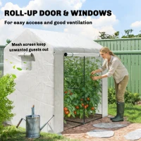 Outsunny Walk-in Greenhouse, Outdoor Tomato Greenhouse with Roll-up Door and Mesh Windows, PE Cover, 200 x 140 x 200cm, White(m-6)
