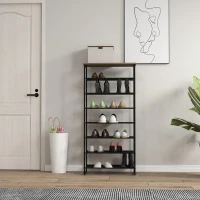HOMCOM 8-Tier Shoe Rack, Shoe Storage Organizer with Mesh Shelves, Free Standing Shoe Shelf Stand for 21-24 Pairs of Shoes for Entryway, Hallway, Closet, Grey(m-7)