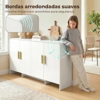 HOMCOM Aparador de Cozinha com 4 Prateleiras 4 Portas com Fecho Suave Móvel para TV de 72 Polegadas 152x40x80 cm Branco(m-5)