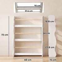 AIYAPLAY Libreria Montessoriana per Bambini 3-8 Anni a 3 Ripiani, 60x15x73 cm, per Cameretta, Bianco(m-3)