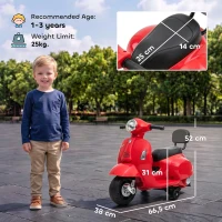 AIYAPLAY Moto Elettrica per Bambini 1.5-3 Anni MINI VESPA GTS 6V, Rossa(m-3)