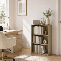 HOMCOM Libreria contenitore 3 scomparti con ripiano regolabile, 60x24x93 cm, legno naturale(m-7)