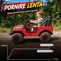 AIYAPLAY Mașină Electrică pentru Copii 3+ Ani, 12V, cu 2 Motoare, Telecomandă, USB, Muzică și Claxon, 3-5 km/h, Roșu(m-7)