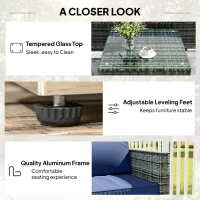 Outsunny Four-Piece Rattan Sofa Set - Blue(m-6)