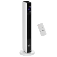 HOMCOM Încălzitor Electric Ceramic de 2200W cu 3 Moduri de Funcționare și Telecomandă, Alb(m-11)