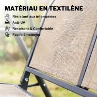 Outsunny Balancelle de Jardin 3 Places Grand Confort Toit Inclinaison réglable Assise et Dossier Ergonomique Acier époxy textilène Beige(m-7)