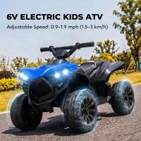 AIYAPLAY 6V Kids ATV, 4 Wheeler Electric Ride on Car with Music and LED Headlights, for Ages 18-56 Months Boys and Girls, Blue(m-4)