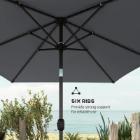 Outsunny Garden Parasol, Parasol Umbrella with Crank Handle, Tilt Function, Polyester Canopy, Dark Grey(m-6)