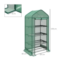 Outsunny Seră pentru Plante cu 4 Rafturi și Ușă Rulabilă, din Metal și PE, 69x49x158 cm, Verde Închis(m-3)