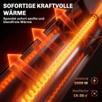 Outsunny Infrarood terrasverwarmer 2000W carbonvezel, oscillerende staande heater met afstandsbediening, 8 warmtestanden, beschermhoes(m-4)