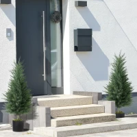 Outsunny Set 2 Plante Artificiale de Chiparos cu 362 Frunze și Ghiveci cu Ciment și Mușchi, Plante Rezistente la UV, Ø40x90 cm, Verde(m-8)
