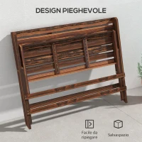 Outsunny Panchina da Giardino 2 Posti Pieghevole a Doghe in Legno di Pino, 122x63x83 cm, Carbonizzato(m-6)