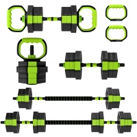 SPORTNOW Set Pesi Palestra 6 in 1 Multifunzione da 20kg Totali in Plastica e Sabbia, 125x18x18 cm, Verde(m-11)