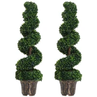 Outsunny Set of 2 Artificial Plants White Rose Floral in Pot, Fake Plants for Home Indoor Decor, 90cm, Yellow(m-1)