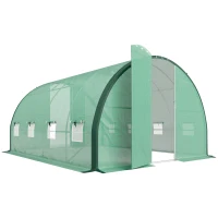 Outsunny 4 x 3 m Polytunnel Greenhouse, with Windows and Doors - Green(m-1)