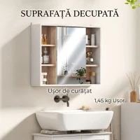 HOMCOM Dulap cu Oglindă din MDF și PAL cu 3 Rafturi Laterale și Raft Reglabil la Interior, 60x14,5x49,4 cm(m-11)