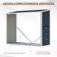 Outsunny Portalegna da Esterno in Acciaio Zincato con Tetto Inclinato, 1,34 m², Grigio Scuro(m-7)