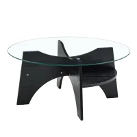 Table basse ronde, design moderne, patins antidérapants, 80x80x36 cm, Transparent(m-2)