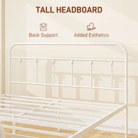 HOMCOM Double Minimalistic Metal Bed Frame - White(m-4)