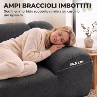 HOMCOM Divano 2 Posti in Ciniglia Senza Struttura, Seduta Ampia, 174x91x61 cm, Grigio Scuro(m-5)