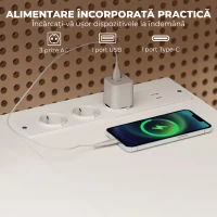 HOMCOM Birou Colțar a L Con Prize, Bianca(m-6)