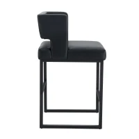 Lot de 2 tabourets de bar style nordique, structure métallique robuste avec pieds argentés, 48x53.3x91.4 cm, Noir(m-11)