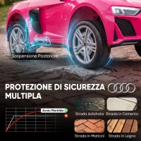 AIYAPLAY Macchina Elettrica per Bambini 3+ Anni 12V Audi R8 Spyder, 3-5 km/h con 2 Motori e Telecomando, Rosa(m-6)
