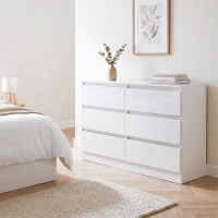 HOMCOM Cómoda 6 Cajones para Dormitorio y Salón, 100 x 35 x 69 cm(m-2)