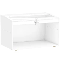 PawHut Jaula para Hámster Casa para Animales Pequeños con Tapa Abatible y Ventana de Acrílico Transparente 80x50x50 cm Blanco(m-1)