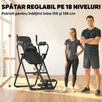SPORTNOW Masă de Inversiune 3-în-1 cu Bare Flotări, Tracțiuni, Masă de Inversiune(m-6)