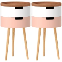 HOMCOM Set 2 Măsuțe de Cafea pe 3 Nivele, cu 2 Compartimente și Blat Superior tip Tavă, Multicolor(m-1)