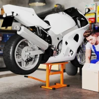 DURHAND Stand pentru motociclete, max. 150 kg, din metal, cu suprafață din cauciuc și manivelă, 48x34x43 cm, portocaliu(m-2)