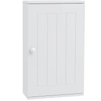 HOMCOM Mobiletto Bagno Pensile Sopra WC con Ripiano Regolabile e Anta, Bianco(m-11)